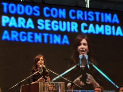 El canto masivo repetía: 'para Cristina, la reelección'. EFE  /