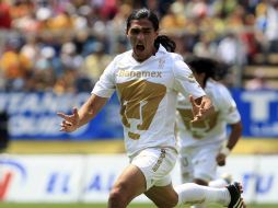 Palencia festeja tras conseguir la anotación para el conjunto  de la UNAM. MEXSPORT  /