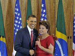 Barack Obama y Dilma Rousseff en encuentro en Brasilia. NOTIMEX  /