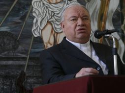 El cardenal Juan Sandoval durante la rueda de prensa ofrecida ayer. M. FREYRÍA  /