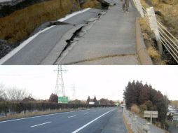 Después de 12 días del sismo, la carretera de la ciudad de Naka luce flamante. AP  /
