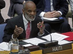 El presidente saliente de Haití, René Préval, durante su discurso ante la ONU. AP  /