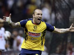 Vicente Matías Vuoso festeja su anotación durante el encuentro. NTX  /