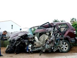 Estado en el quedó el automóvil que conducía Pedro Domecq.EFE  /