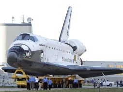 El transbordador ya está situado en la plataforma de lanzamiento 39 A del centro espacial. AP  /
