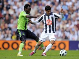 El delantero mexicano, Carlos Vela, en un partido del West Bromwich durante la Premier League. MEXSPORT  /