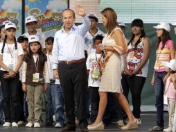 Felipe Calderón, acompañado por su esposa Margarita Zavala, encabezó la celebración del Día del Niño. EL UNIVERSAL  /