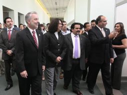 El gobernador Emilio González Márquez, Consuelo Sáizar directora de Conaculta y el rector de la UdeG Marco Antonio Cortés Guardado.  /