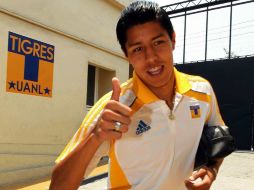 Hugo Ayala de Tigres, durante una sesión de entrenamiento con el club. MEXSPORT  /