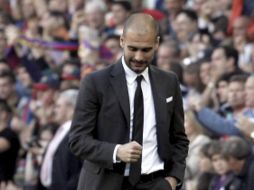 Josep Guardiola durante el encuentro ante el Espanyol. EFE  /
