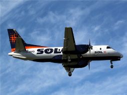 Avión Saab 340 similar al que cayó cerca de la Patagonia y ocasionó la muerte de 22 personas. EFE  /