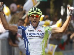 Eros Capecchi al llegar a la meta del episodio 18 del Giro de Italia. REUTERS  /
