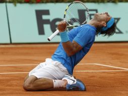 Reacción de Rafael Nadal tras conseguir su victoria. EFE  /