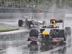 La lluvia inundó la pista del circuito de Montreal. AFP  /