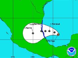 Trayectoria esperada para 'Arlene' en los próximos días. Gráfica del CNH  /