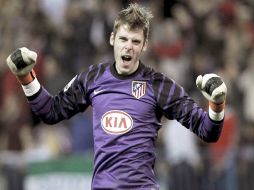 De Gea celebrando un gol del Atlético de Madrid. EFE  /