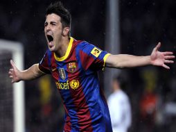 David Villa durante el juego de la LFP de España. MEXSPORT  /