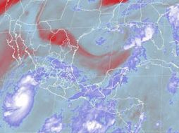 Imágen satelital, de vapor de agua, de la República mexicana, donde aparece la tormenta 'Calvin'. ESPECIAL  /