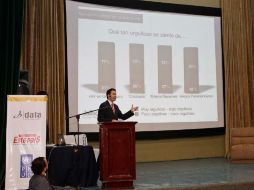 David Gómez presentó los resultados de la Primera Encuesta de Percepción Ciudadana de Calidad de Vida en la ZMG. E. PACHECO  /