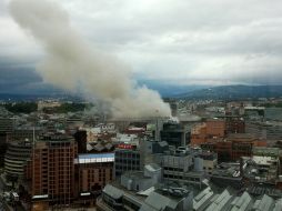 Vista aérea del lugar del atentado en Oslo, tras el estallido. AFP  /