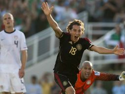 El jugador de la Selección mexicana, Andrés Guardado, celebrando gol contra Estados Unidos durante partido de la Copa Oro. MEXSPORT  /