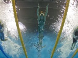 Imagen de la prueba semifinal de nado estilo mariposa en Shanghai. EFE  /