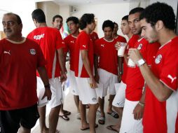 La selección Sub-20 de Egipto durante una reunión en el hotel en Barranquilla. EFE  /