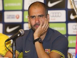 El técnico del Barcelona Josep Guardiola durante la rueda de prensa en Dallas. EFE  /