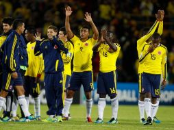 Jugadores de la Selección Sub-20 de Colombia celebran triunfo ante Corea del Sur. AP  /