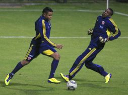 Jugadores de la Selección Sub-20 de Colombia, durante sesión de entrenamiento previo a su partido ante Costa Rica. EFE  /