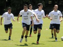 Jugadores de la Selección Sub-20 de Argentina, durante sesión de entrenamiento previo a su partido contra Egipto, en Medellín. EFE  /