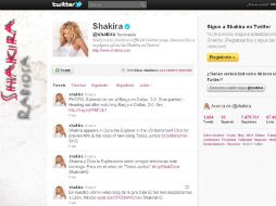 Shakira tiene siete millones 475 mil 701 seguidores en Twitter. ESPECIAL  /
