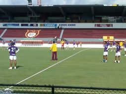 Entrenamiento de los jugadores de Estudiantes en el estadio Tres de Marzo. R. VELÁZQUEZ  /