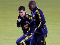 Jugadores de la Selección Sub-20 de Colombia, durante sesión de entrenamiento, previo a su encuentro con México. AP  /