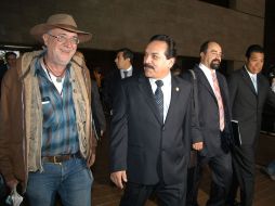 Javier Sicilia, Roberto Pérez, Emilio Álvarez Icaza y Alejandro Pérez Cuevas conforman parte de los asistentes al encuentro. NTX  /