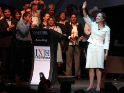 Josefina Vázquez Mota, durante su informe de actividades en el Teatro Metropólitan de la Ciudad de México. EL UNIVERSAL  /
