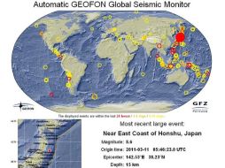 Los puntos amarillos en el mapa señalan los tweets lanzados luego del sismo. EFE  /