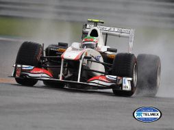 'Checo' Pérez durante la última ronda de clasificación en Spa, Bélgica. AFP  /