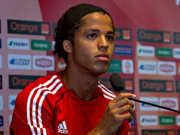El mexicano jugador, Giovani Dos Santos, durante conferencia de prensa en Varsovia, Polonia. MEXSPORT  /