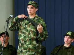Soldado colombiano William Giovanni Domínguez, en la Casa de Nariño, sede del Ejecutivo en Bogotá. ARCHIVO  /