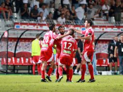 El ajaccio celebra su victoria ante Valenciennes. AFP  /