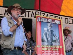 El poeta Javier Sicilia insistió en Puebla en que se deben tener mejores estrategias de seguridad y no la militarización. EL UNIVERSAL  /