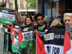 En Londres (imagen) , Palestina y Nueva York se manifiestan a favor de la petición de un Estado palestino. EFE  /