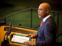 Joseph Martelly durante su comparecencia de hoy en la Asamble General de las Naciones Unidas. AFP  /