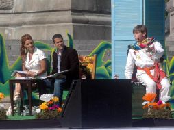 Mary Tere Alessandri, Marco Antonio Regil y Mario Iván Martínez participaron en el evento Leer es iniciativa. NOTIMEX  /