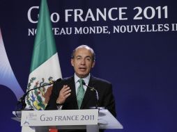 Durante su participación en la Reunión del G-20 en Cannes, Calderón insistió en la necesidad de reforzar el trabajo conjunto. AFP  /