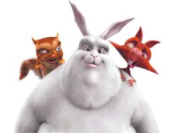 Imagen de los personajes del cortometraje holandés Big Buck Bunny, que se proyectará el próximo miércoles. ESPECIAL  /