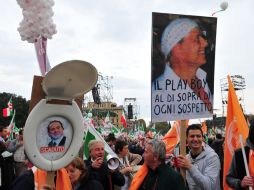 Manifestantes durante una protesta llamada Reconstrucción. En el nombre del pueblo italiano, organizado por el Partido Demócrata. AFP  /