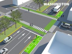 En Avenida Washington la ciclovía será bidireccional y segregada con pequeños bolardos. ESPECIAL  /