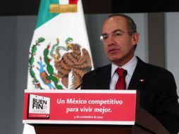 El Presidente Felipe Calderón en la presentación del proyecto 'Buen fin'. NTX  /